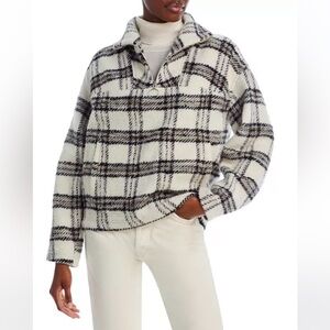 IRO Paris Bika Checked Wool-Blend Half-Zip Sweater Plaid NWT Size 38